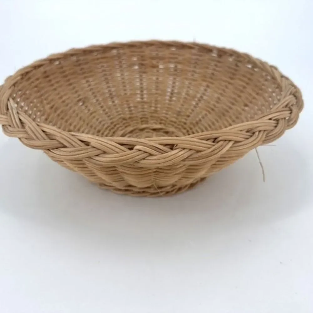 Vintage Large Wicker Rattan Woven Basket Fruit Bowl Farmhouse Adirondack‎ Camp